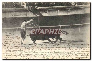 Old Postcard Bullfight Bullfight A good pair of banderillas at cuarto