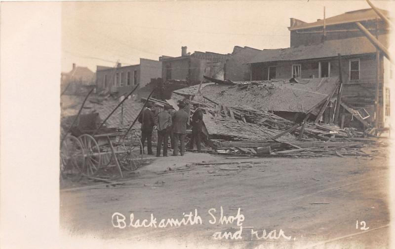 F2/ Ft Fort Recovery Ohio RPPC Postcard 1906 Explosion Disaster Blacksmith 6