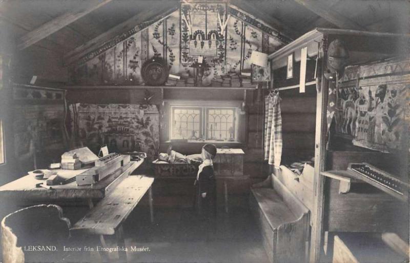 Leksand Sweden Ethnographic Museum Interior Real Photo Antique Postcard K85890