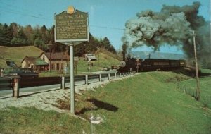 Steamtown USA Bellow Falls Vermont Hikers Pause To Watch Loco 1916 Postcard