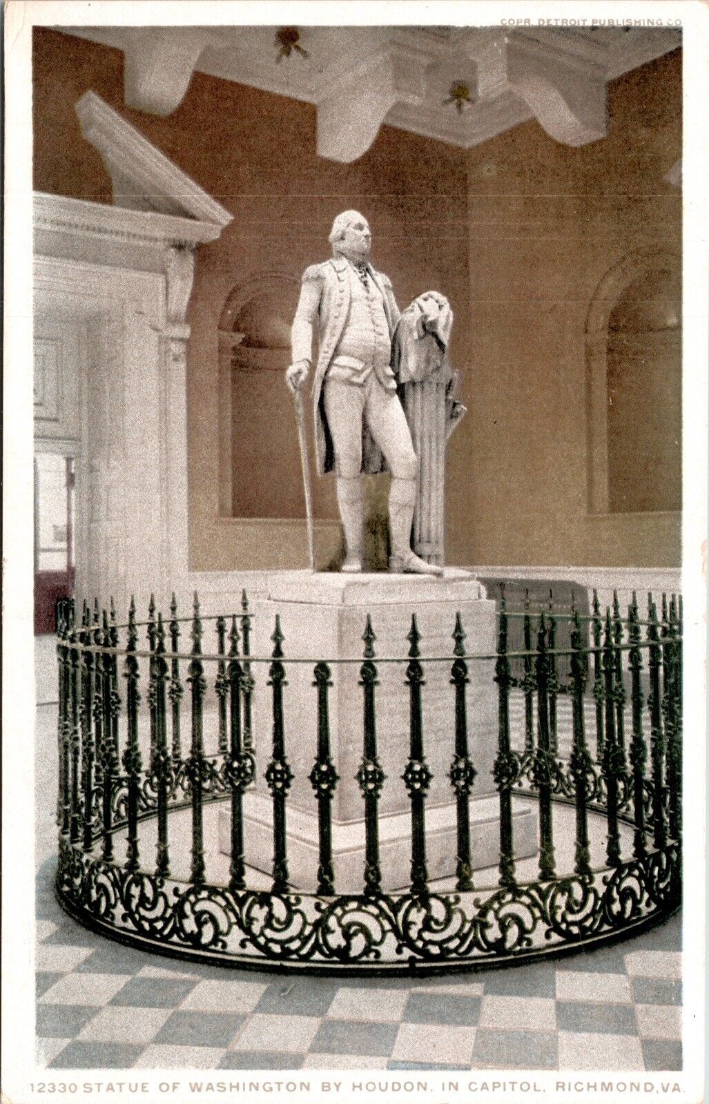 Washington Statue Capitol Building Richmond Virginia WB Postcard