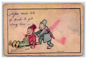 Artist Signed Lederer Comic Police and Drunk Man Needs Push UNP DB Postcard R26