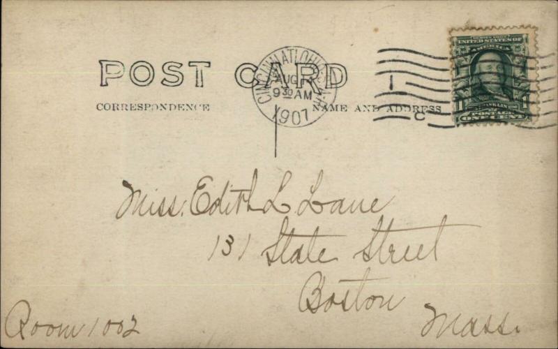 Home Fence Telegraph Poles/Lines 1907 Cincinnati OH Cancel Real Photo Postcard
