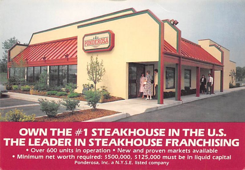 Ponderosa Steakhouse Division Franchise Department Dayton, Ohio
