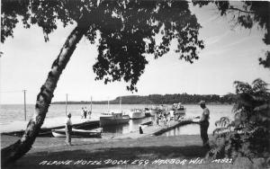 Alpine Hotel Dock EGG HARBOR WISCONSIN 1950s RPPC real photo 4623 Cook