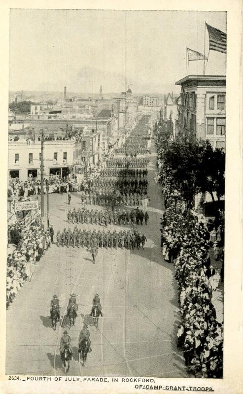 U.S. Military. Camp Grant, IL Troops. 4th of July Parade in Rockford, IL