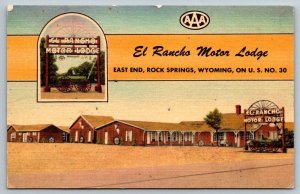 El Rancho Motor Lodge  Rock Springs   Wyoming  Postcard