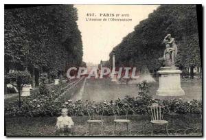 Postcard Old Paris 6th Avenue stop of the Observatory