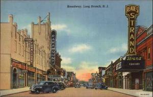 Long Branch NJ Broadway Theatre Marquees & Cars - Postcard