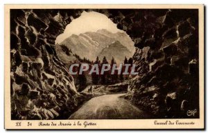 Old Postcard Route des Aravis has al Giettaz Tunnel rotating