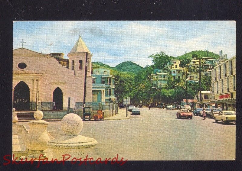 Aguadilla Puerto Rico Downtown Street Scene 1960'S Cars Vintage