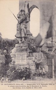 Moulineaux Inaugeration 1919 WW1 Military Monument Statue French Old Postcard