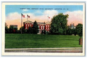 1944 Campus View Kentucky State University Lexington Kentucky KY Flags Postcard
