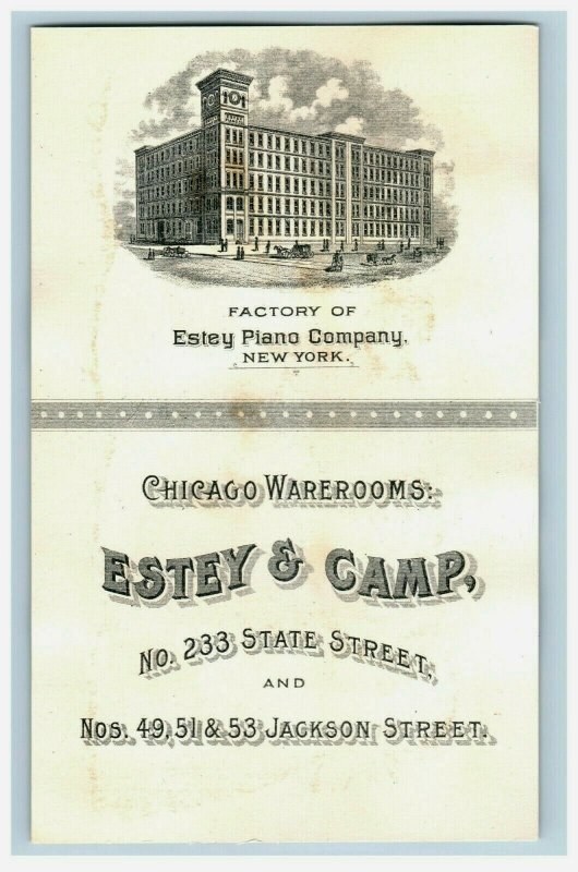 1880's-90's Engraved Estey Piano Co. Chicago Warerooms Cute Children Flute 7G