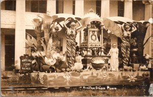 RP Postcard Monte Carlo Flight of Riches Parade Float on Railroad Tracks~135972 