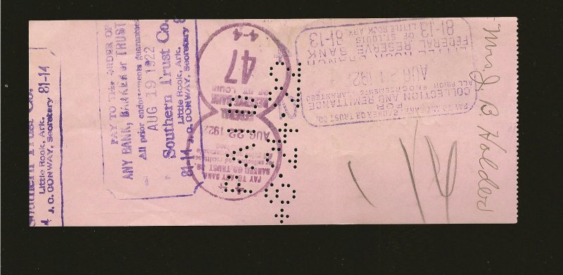 The Citizens Bank Harrison ARK 1922 Cancelled Check