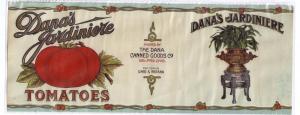 Dana's Jardiniere Tomatoes Vintage Can Label Belpre OH