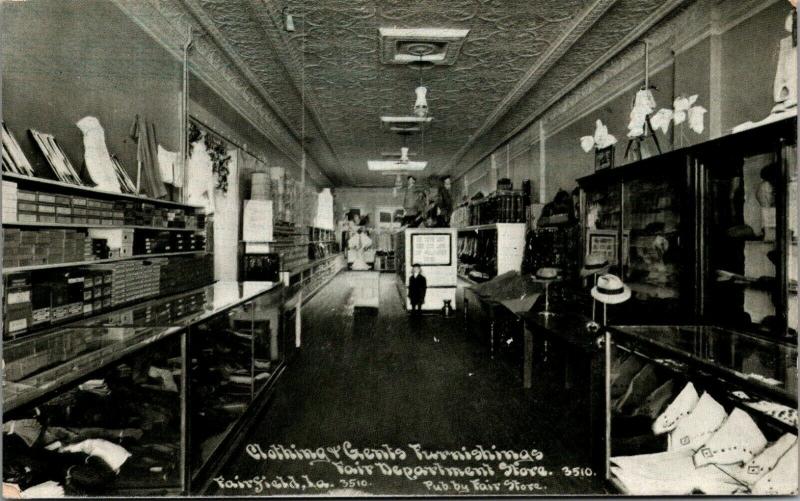 Fairfield Iowa~Fair Department Store~Gentlemen's Furnishings~c1910 CU Williams 