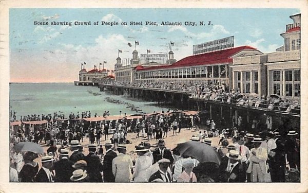 Scene showing Crowd of People on Steel Pier Atlantic City, New Jersey  