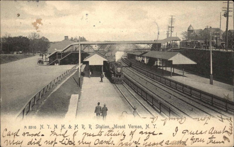 Mt Mount Vernon New York NY Railroad Train Station Depot c1910 Vintage Postcard