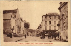 CPA NOGENT-le-ROTROU-Église Notre Dame et Rue Gouverneur (28659)