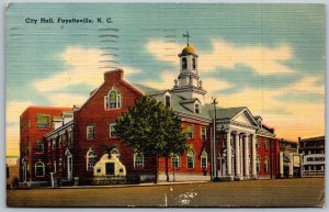 Vtg Fayetteville North Carolina NC City Hall 1940s Linen Old Postcard