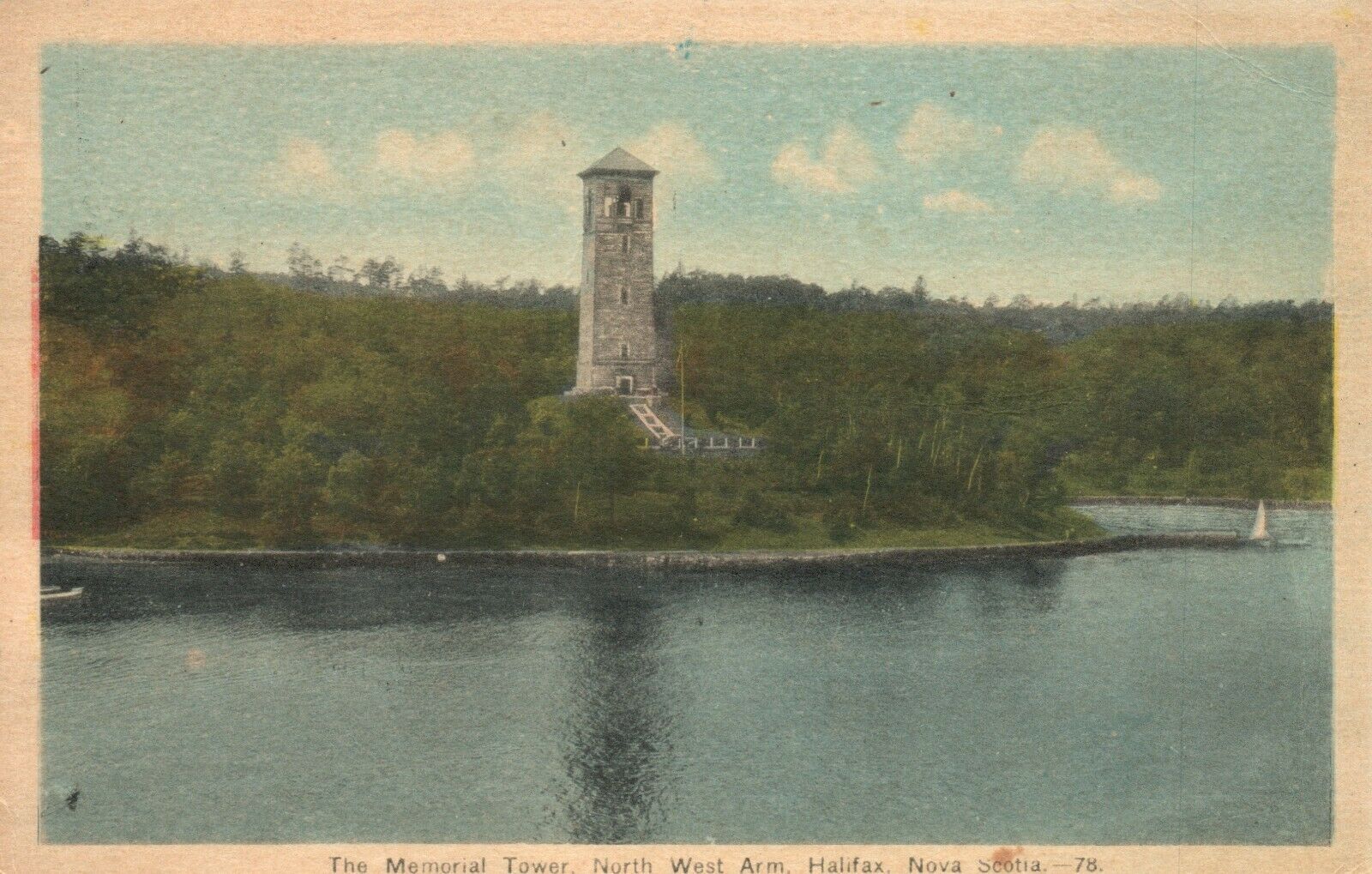 Vintage Postcard 1920's The Memorial Tower North West Arm Halifax Nova