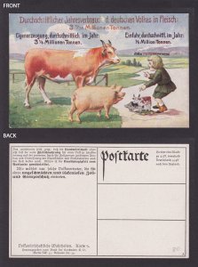 GERMANY, Vintage postcard, Average annual consumption, Pigs, Cow, Unposted