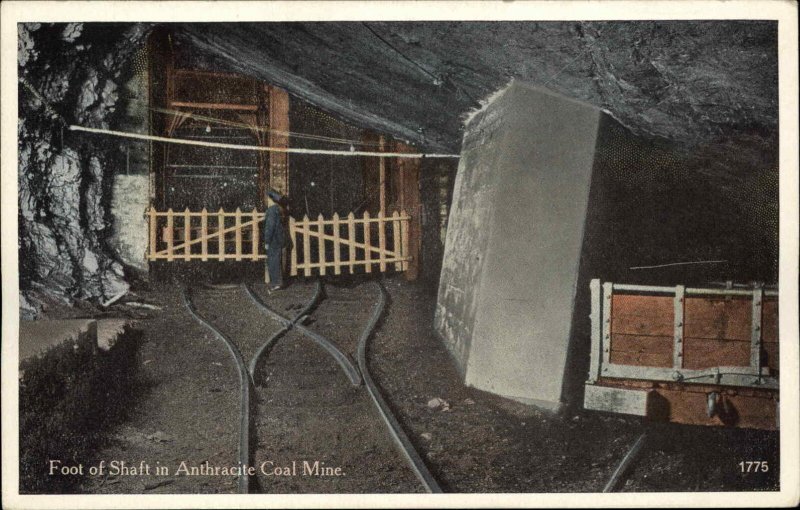 Anthracite Coal Mine Mining Foot of Shaft Publ Scranton PA c1910 Postcard