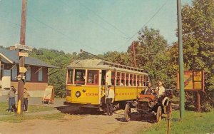 BRANFORD TROLLEY MUSEUM East Haven, CT Streetcar Ford Car 1960s Vintage Postcard