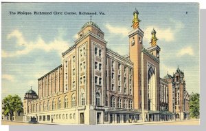 Richmond, Virginia/VA Postcard, The Mosque, Richmond Civic Center, 1946!