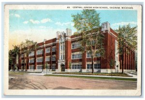 c1920 Central Junior High School Saginaw Michigan MI Vintage Antique Postcard