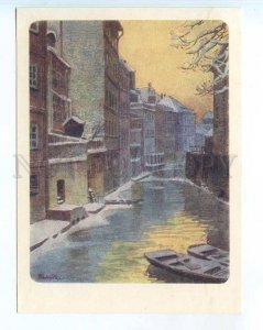 250967 CZECH PRAHA Winter Vojtech Kubasta Vintage postcard