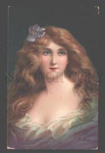 106916 BELLE Lady in BLUE Long Hair by Angelo ASTI vintage PC