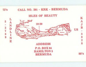 Pre-1980 RADIO CARD - CB HAM OR QSL Hamilton Bermuda Carribean AH1742