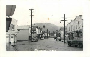 Postcard RPPC Alaska Wrangell automobiles Street Scene 23-6534