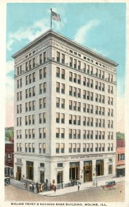 Moline IL-Illinois, Moline Trust And Savings Bank Building Vintage Postcard