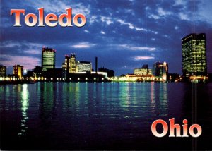Ohio Toledo Downtown Skyline At Night