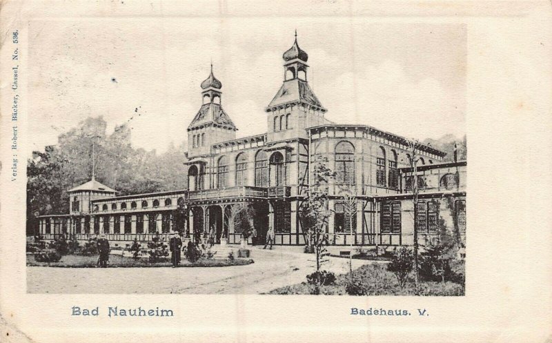 BAD NAUHEIM GERMANY~BADEHAUS 1905 PHOTO POSTCARD TO LONDON ENGLAND