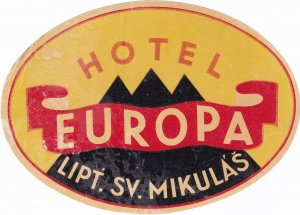 Czechoslovakia Mikulas Hotel Europa Vintage Luggage Label sk3657