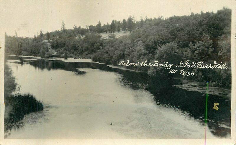 California Shasta Fall River Mills 1930s Below the Bridge RPPC Postcard 22-5541