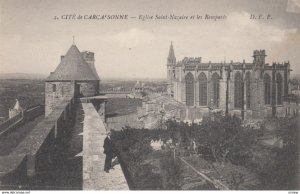 CARCASSONNE, France, 1910-1920s, Cite de Carcassonne - Eglise Saint-Nazaire e...