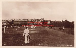 Northern Ireland, Ballycastle, RPPC, Marine Hotel, Tennis Courts, Photo