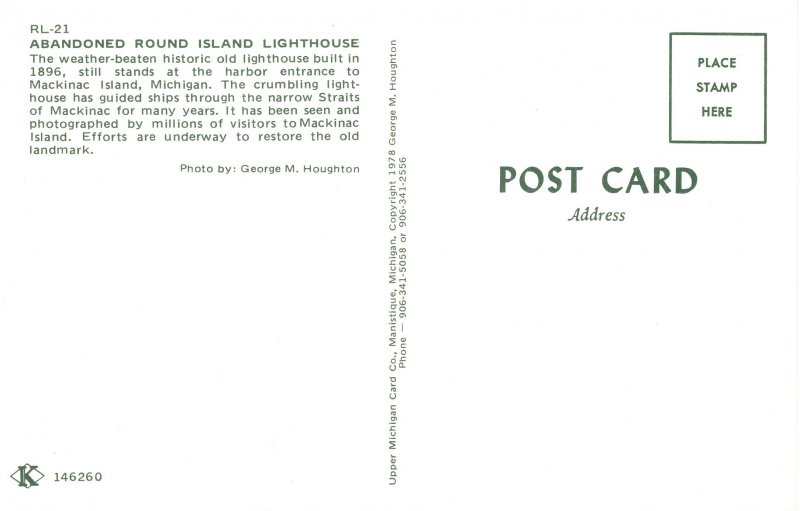 PC5855  ABANDONED ROUND ISLAND LIGHTHOUSE, MACKINAC ISLAND.