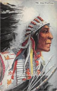 Chief Wolf Robe Indian Postcard