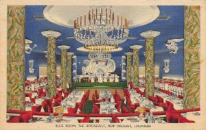 Blue Room, The Roosevelt Hotel, New Orleans, Louisiana, Early Postcard, Unused