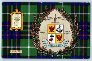 Scotland Postcard Coat of Arms Per Ardua Macintyre Sword Cruachan c1910