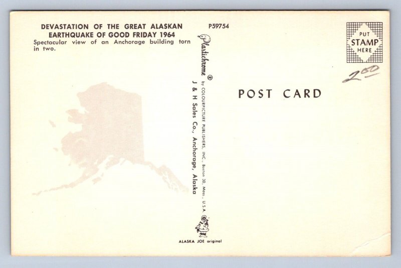 K7/ Anchorage Alaska Postcard Chrome 1964 Earthquake Disaster Building  205