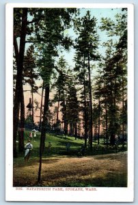 Spokane Washington WA Postcard Natatorium Park Trees And People c1905's Antique