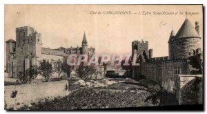 Postcard Old Cite Carcassonne Eglise Saint Nazaire and the Remparts